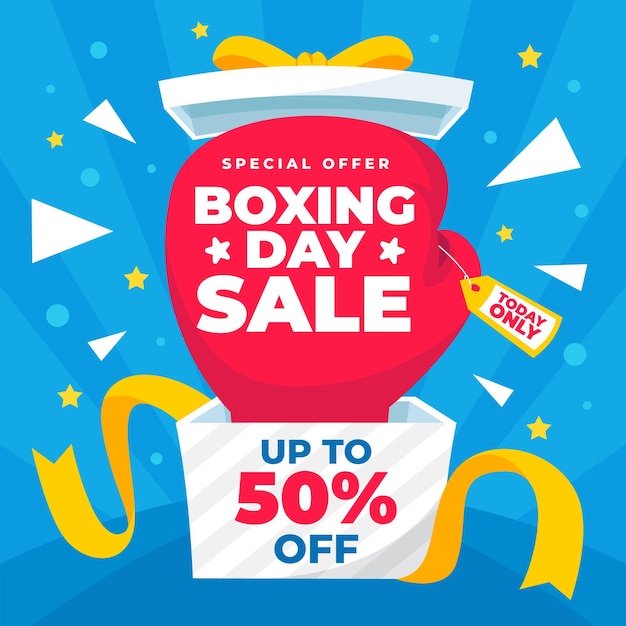 Free vector hand drawn flat boxing day sale illustration