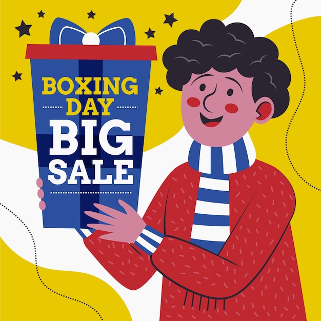 Free vector hand drawn flat boxing day sale illustration