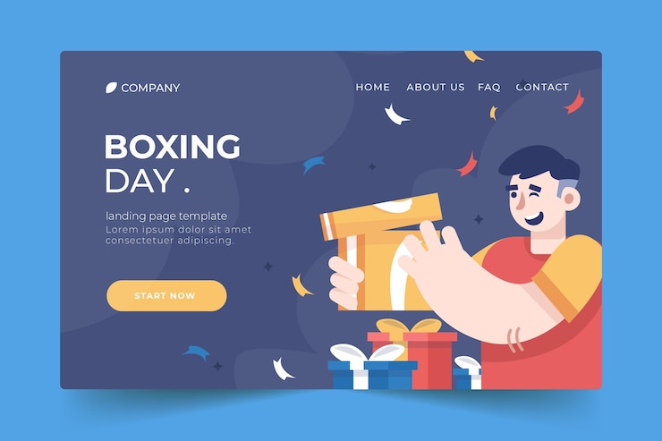 Free Vector hand drawn flat boxing day sale landing page template