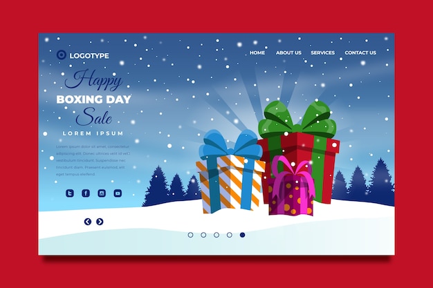 Free vector hand drawn flat boxing day sale landing page template