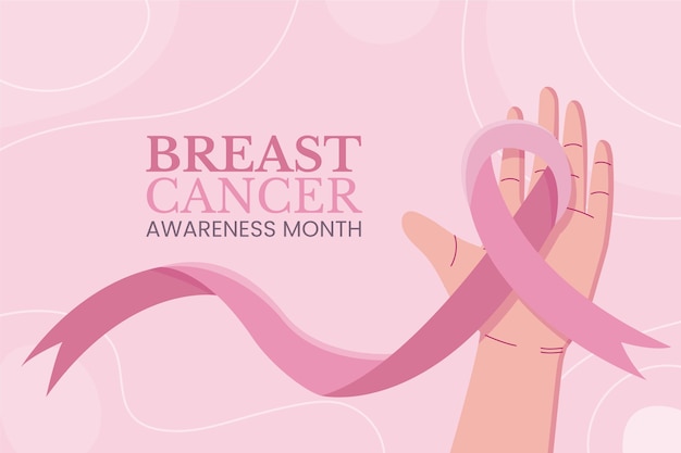 Free vector hand drawn flat breast cancer awareness month background