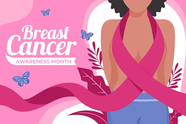 Free vector hand drawn flat breast cancer awareness month background