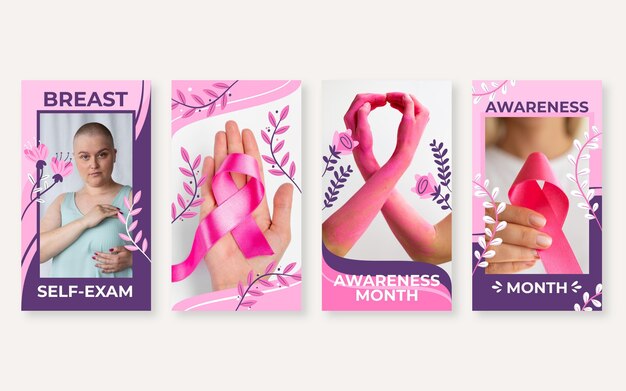 손으로 그린 평면 유방암 인식의 달 인스 타 그램 스토리 컬렉션 사진