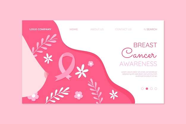 Free vector hand drawn flat breast cancer awareness month landing page template