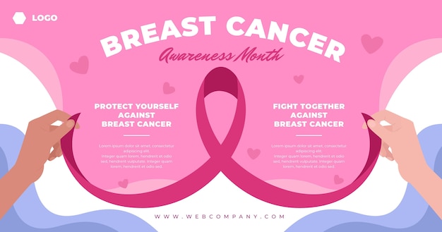 Free vector hand drawn flat breast cancer awareness month social media post template