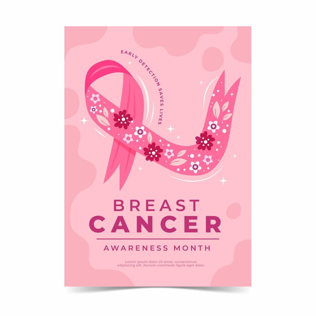 hand drawn flat breast cancer awareness month vertical flyer template