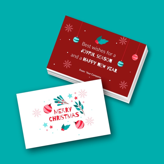 Free vector hand drawn flat business christmas cards set