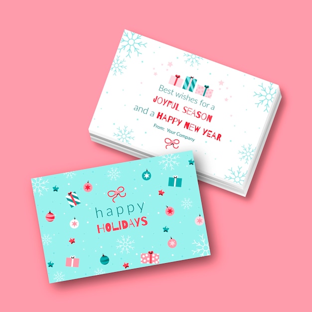 Free vector hand drawn flat business christmas cards set