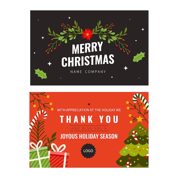 Free vector hand drawn flat business christmas cards set