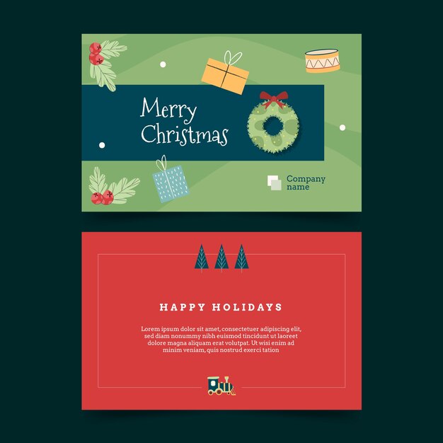 手描きフラットビジネスクリスマスカードテンプレート
