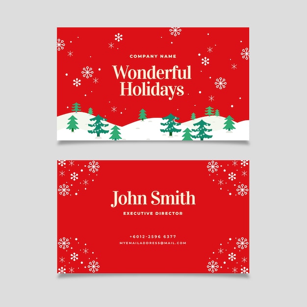 Free Vector hand drawn flat business christmas cards template