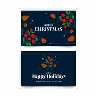 Free vector hand drawn flat business christmas cards template