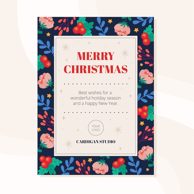 Free vector hand drawn flat business christmas cards template