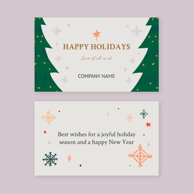 Бесплатное векторное изображение Нарисованные рукой плоские визитки рождественские открытки