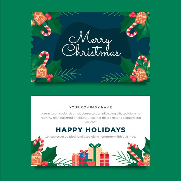 Hand drawn flat business christmas cards