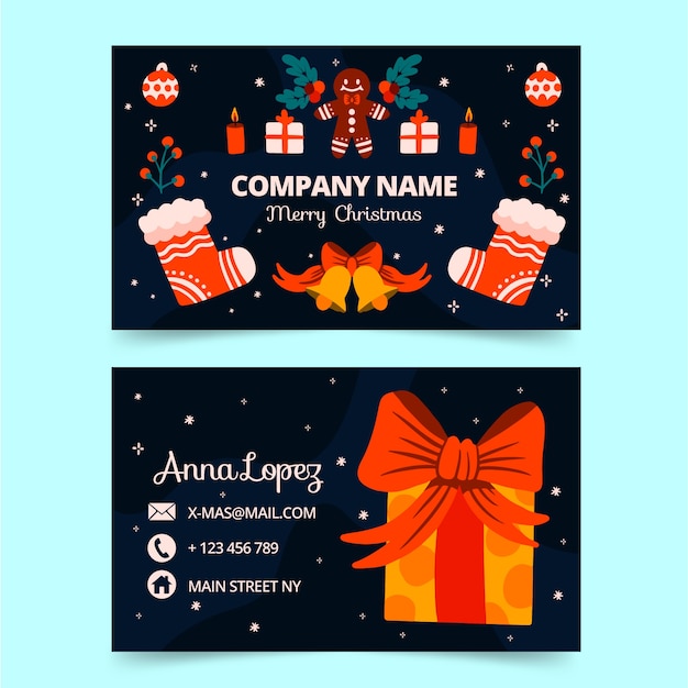 Free vector hand drawn flat business christmas cards