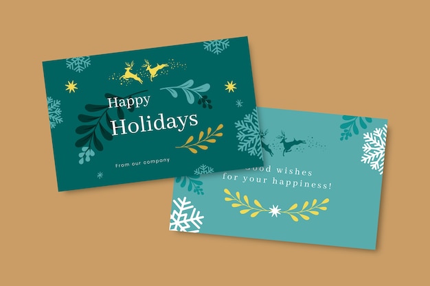 Free vector hand drawn flat business christmas cards