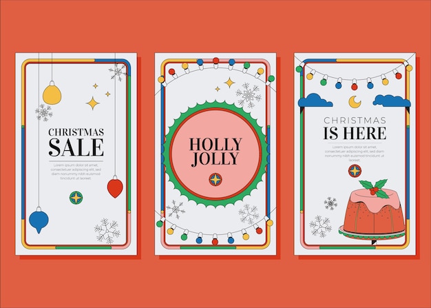 Hand drawn flat business christmas cards