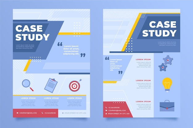 Free vector hand drawn flat case study flyers