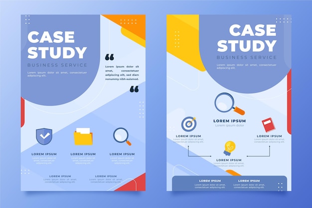 Free vector hand drawn flat case study flyers