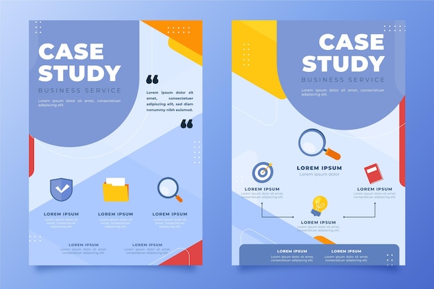 Hand drawn flat case study flyers