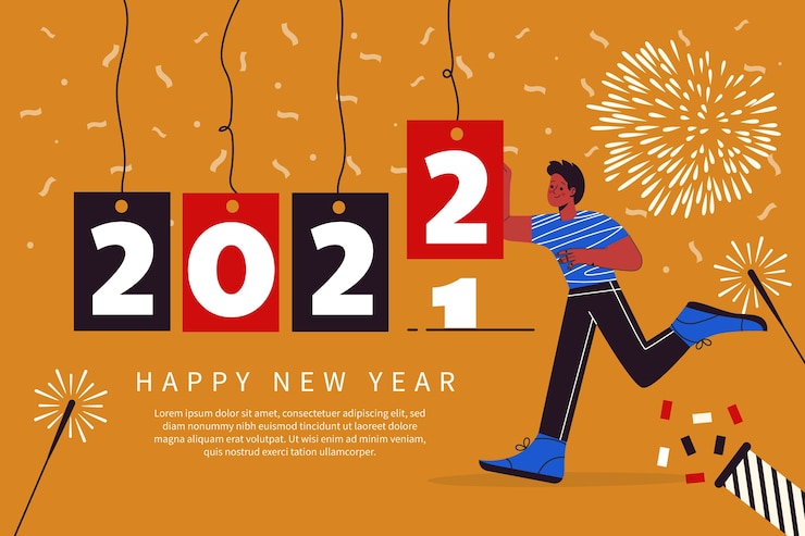 Free Vector hand drawn flat changing year illustration