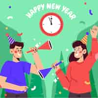 Free vector hand drawn flat changing year illustration