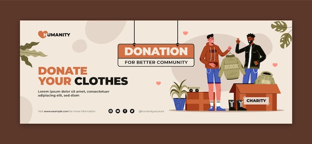 Free vector hand drawn flat charity event facebook cover