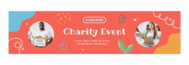 Hand drawn flat charity event twitch banner