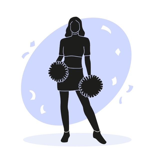 Hand drawn flat cheerleader silhouette illustration