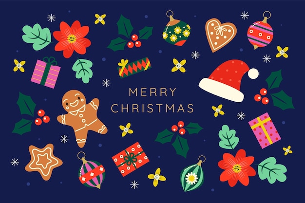 Free vector hand drawn flat christmas background