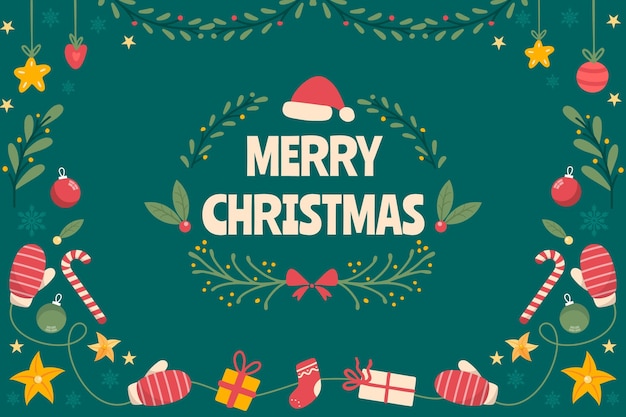 Free vector hand drawn flat christmas background