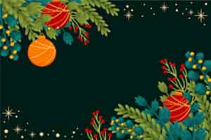 Бесплатное векторное изображение Ручной обращается плоский новогодний фон