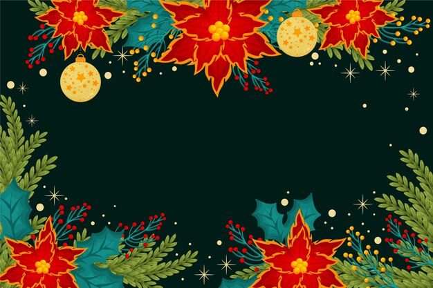 Hand drawn flat christmas background