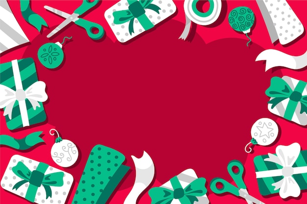 Hand drawn flat christmas background