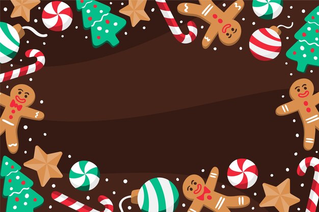 Hand drawn flat christmas background