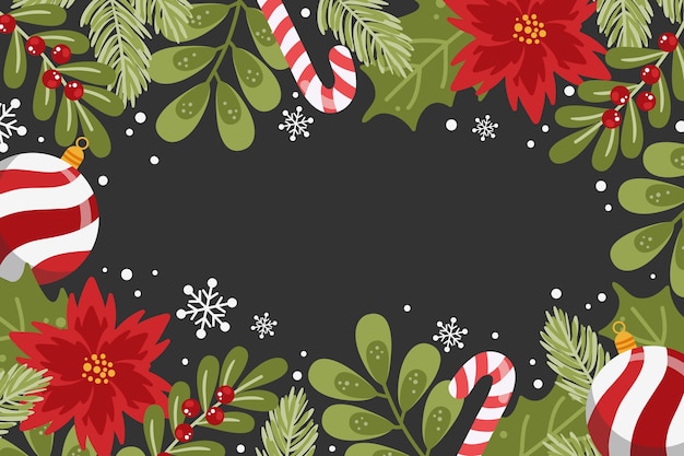 Hand drawn flat christmas background