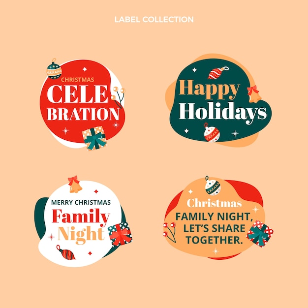 Free vector hand drawn flat christmas badges collection