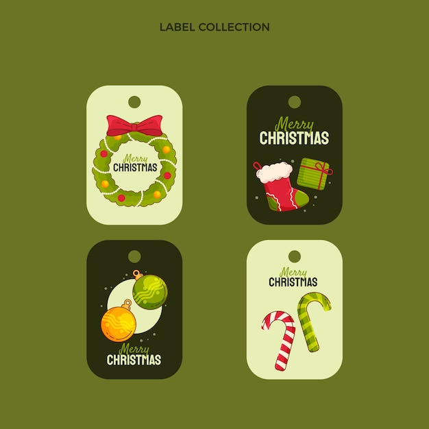 Free vector hand drawn flat christmas badges collection