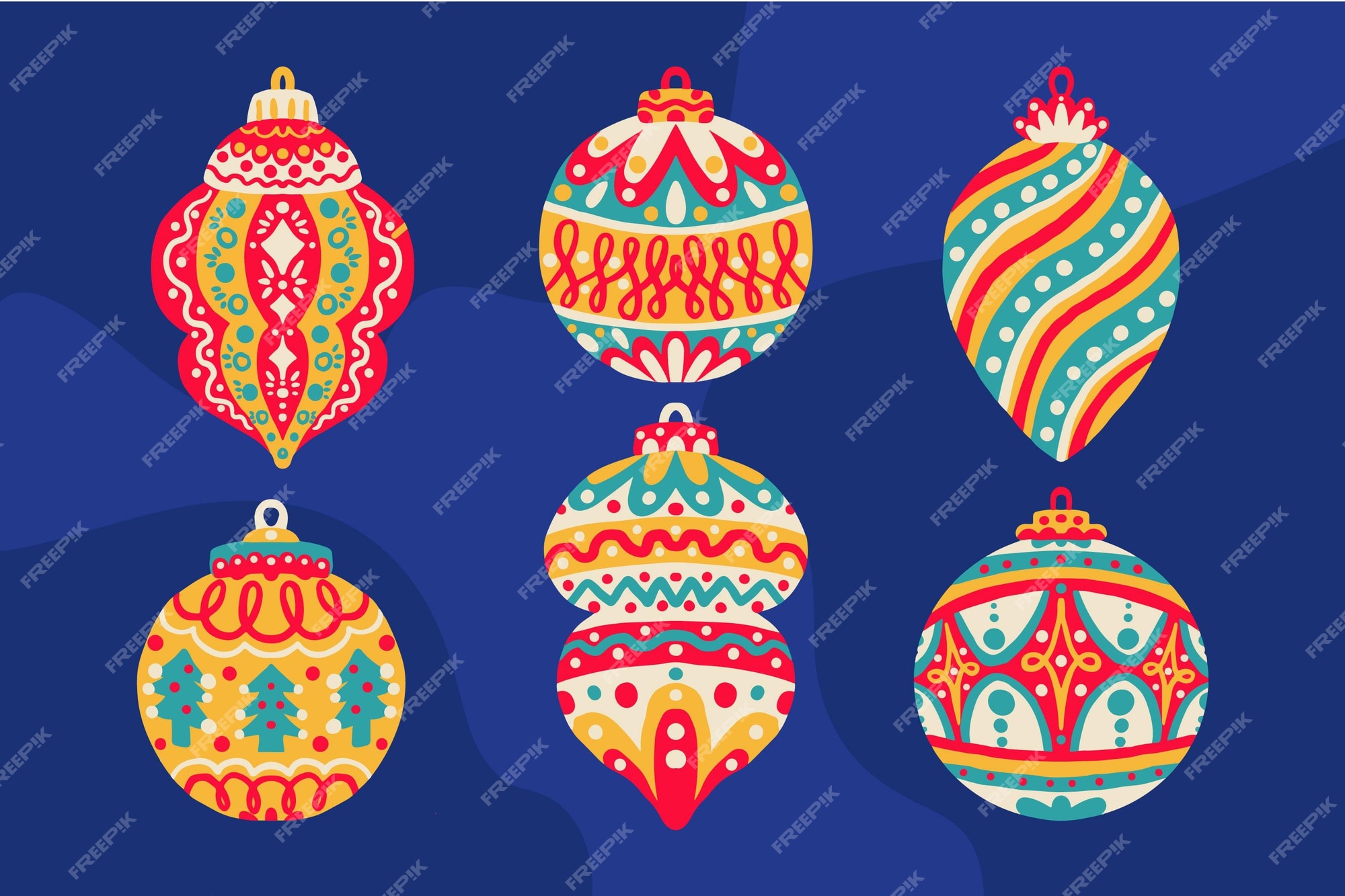 Free Vector | Hand drawn flat christmas ball ornaments collection