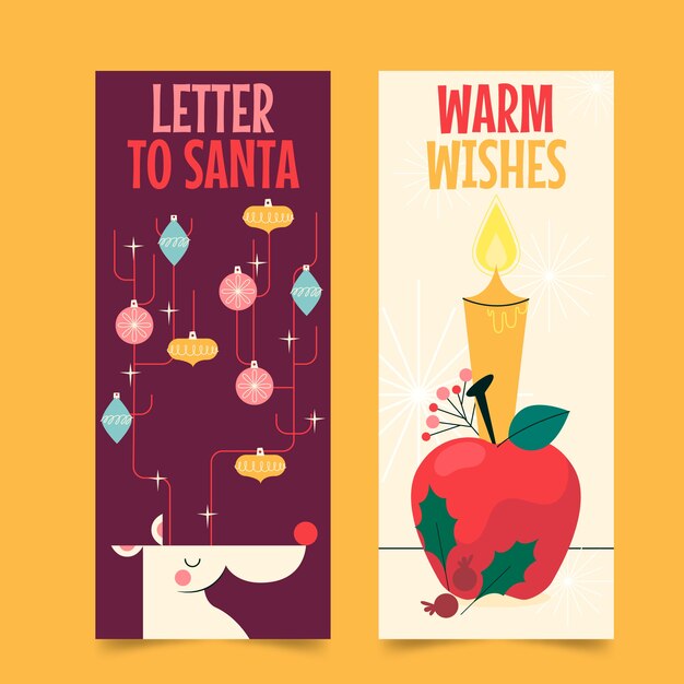 Hand drawn flat christmas banners set