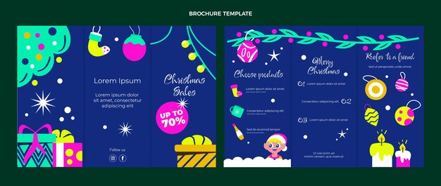 hand drawn flat christmas brochure template