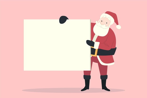 Hand drawn flat christmas character holding blank banner
