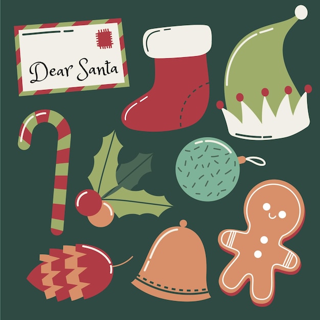 Free vector hand drawn flat christmas elements collection