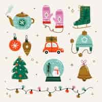 Free vector hand drawn flat christmas elements collection