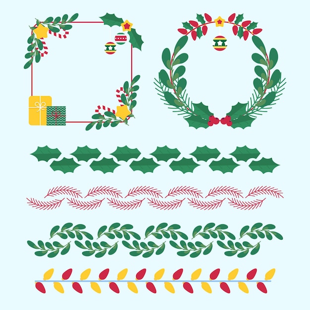 Free vector hand drawn flat christmas frames and borders collection