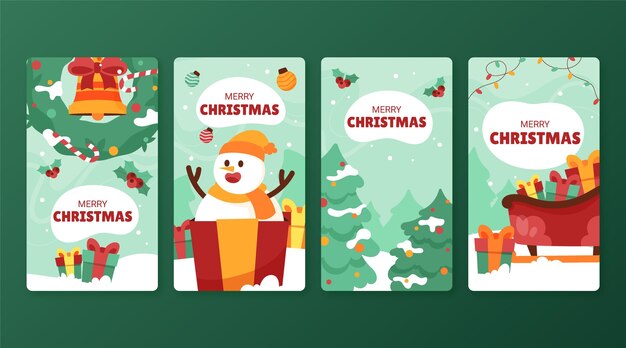 手描きフラットクリスマスInstagramストーリーコレクション