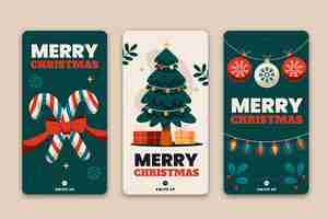 Free vector hand drawn flat christmas instagram stories collection