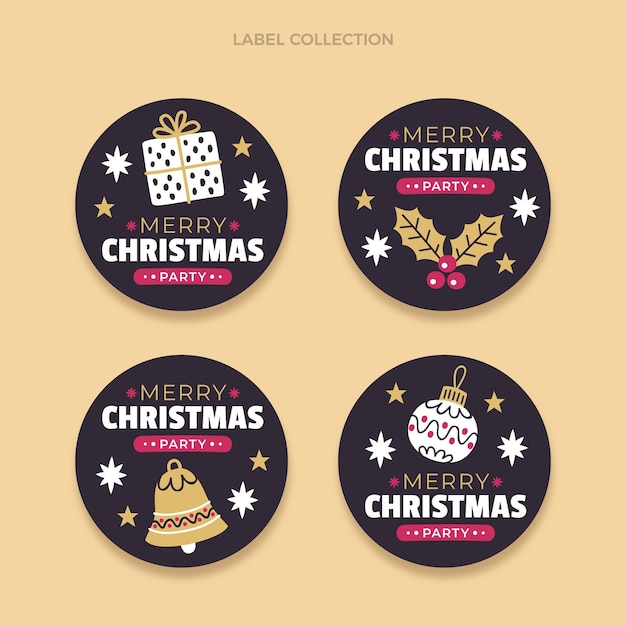 Free vector hand drawn flat christmas labels collection