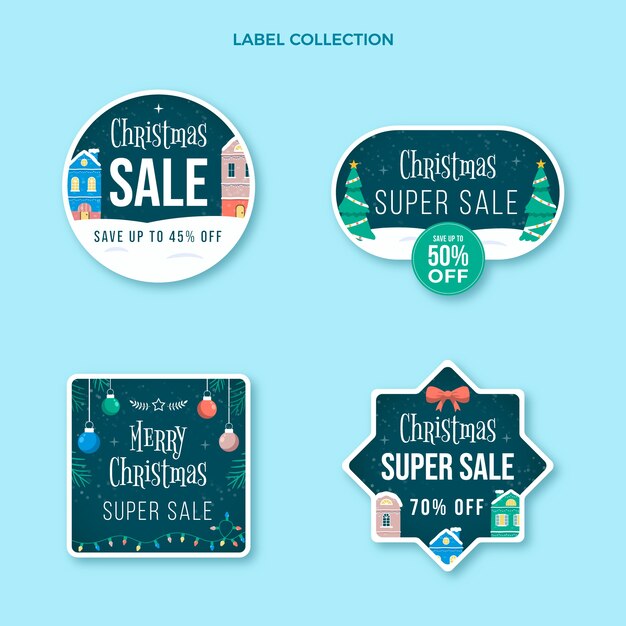 Free vector hand drawn flat christmas labels collection